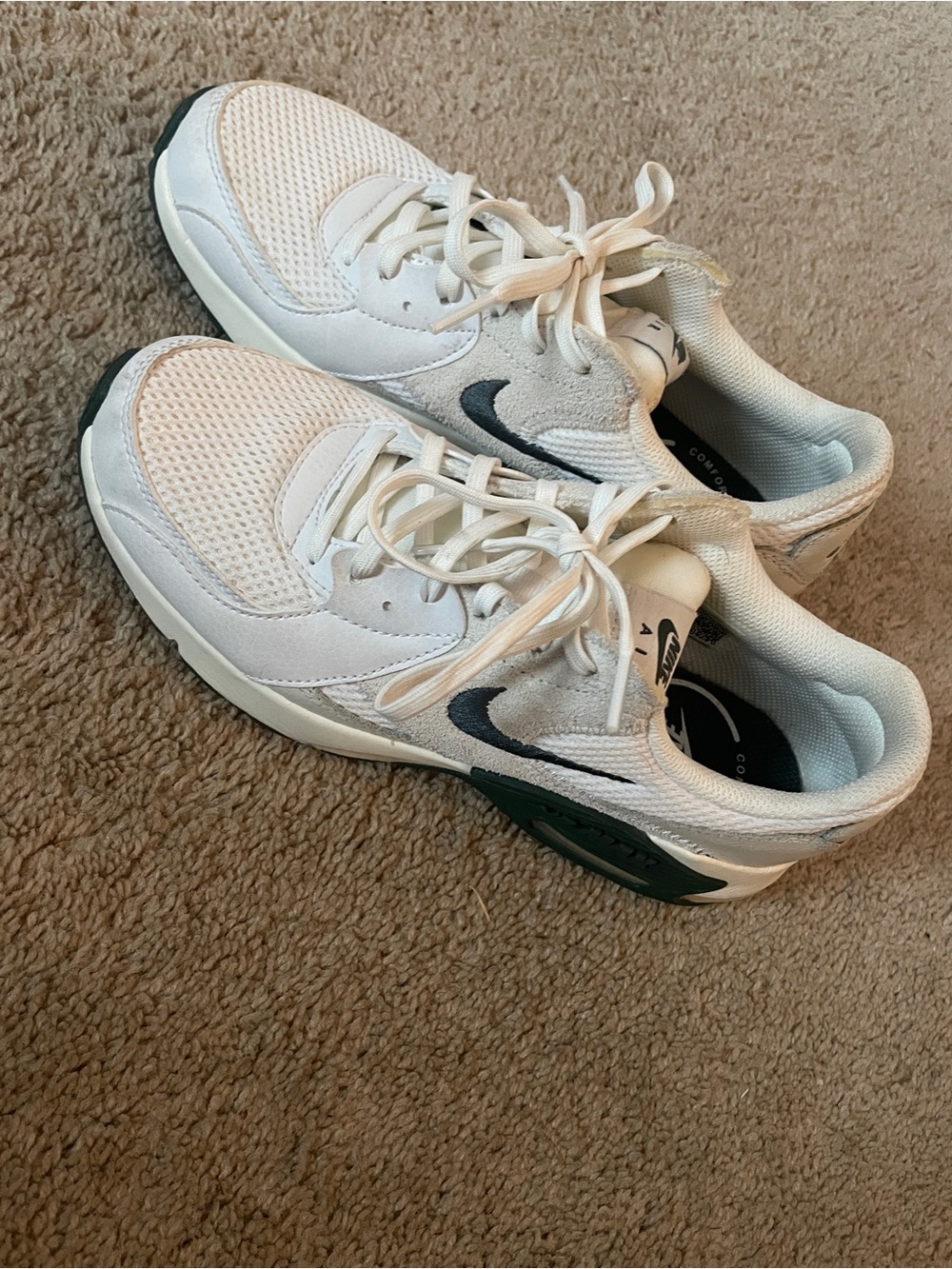 Nike Women’s Air Max White Sneakers with Dark Green Swoosh